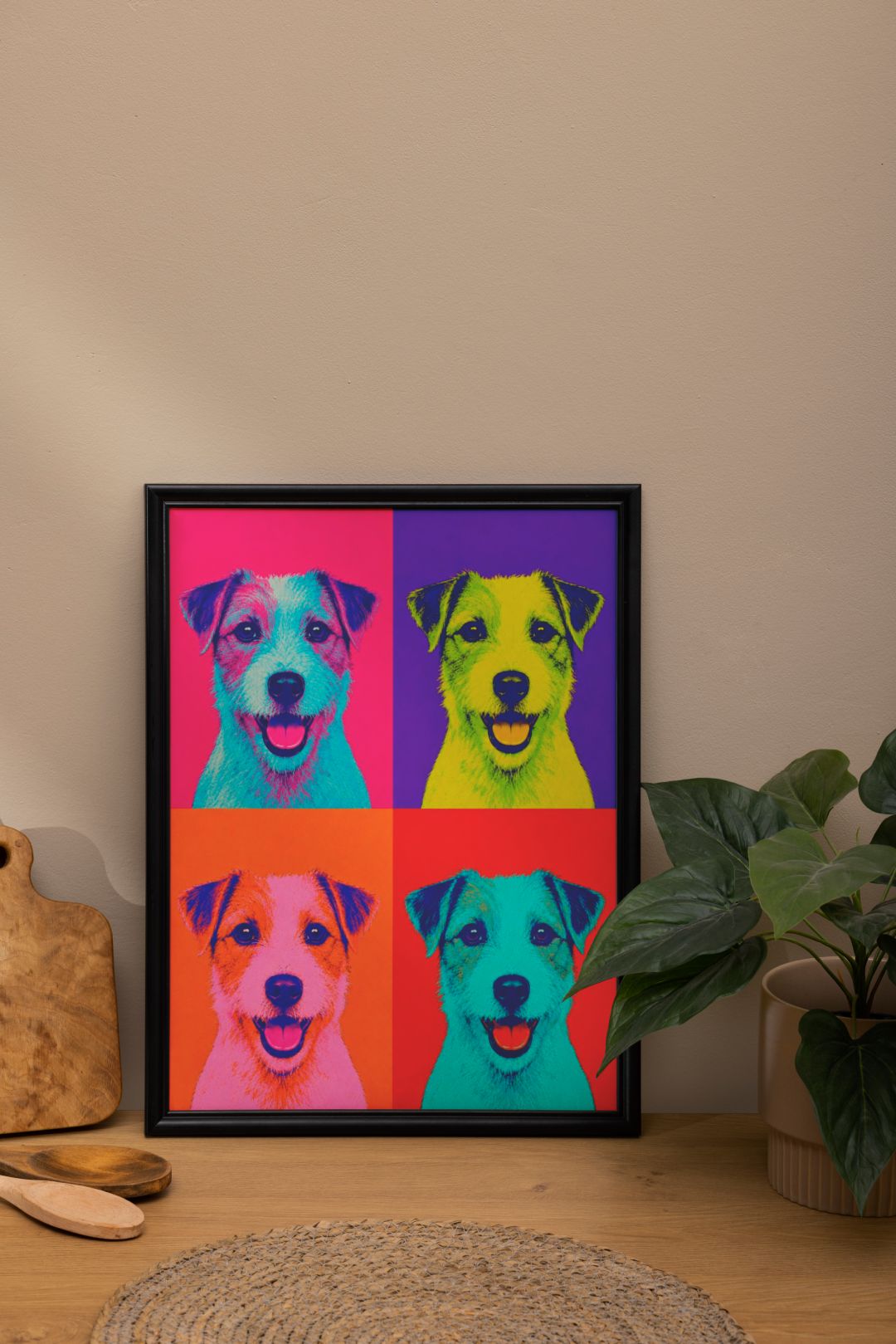 Pop Art Dog Wall Art - Colorful Jack Russell Portrait - Bold Retro Pet Poster