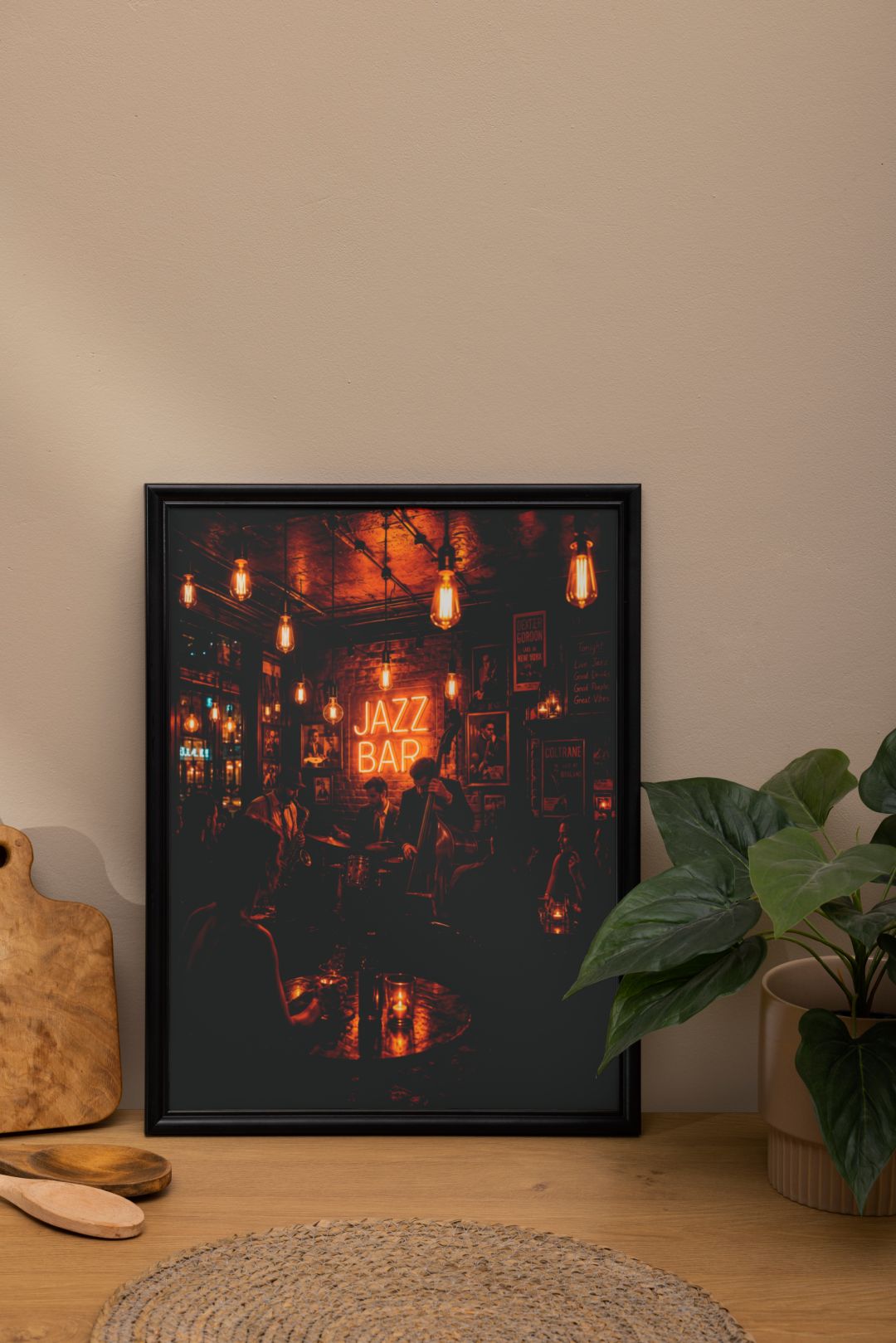 Vintage Jazz Bar Wall Art – Moody Live Music Lounge & Neon Night Poster