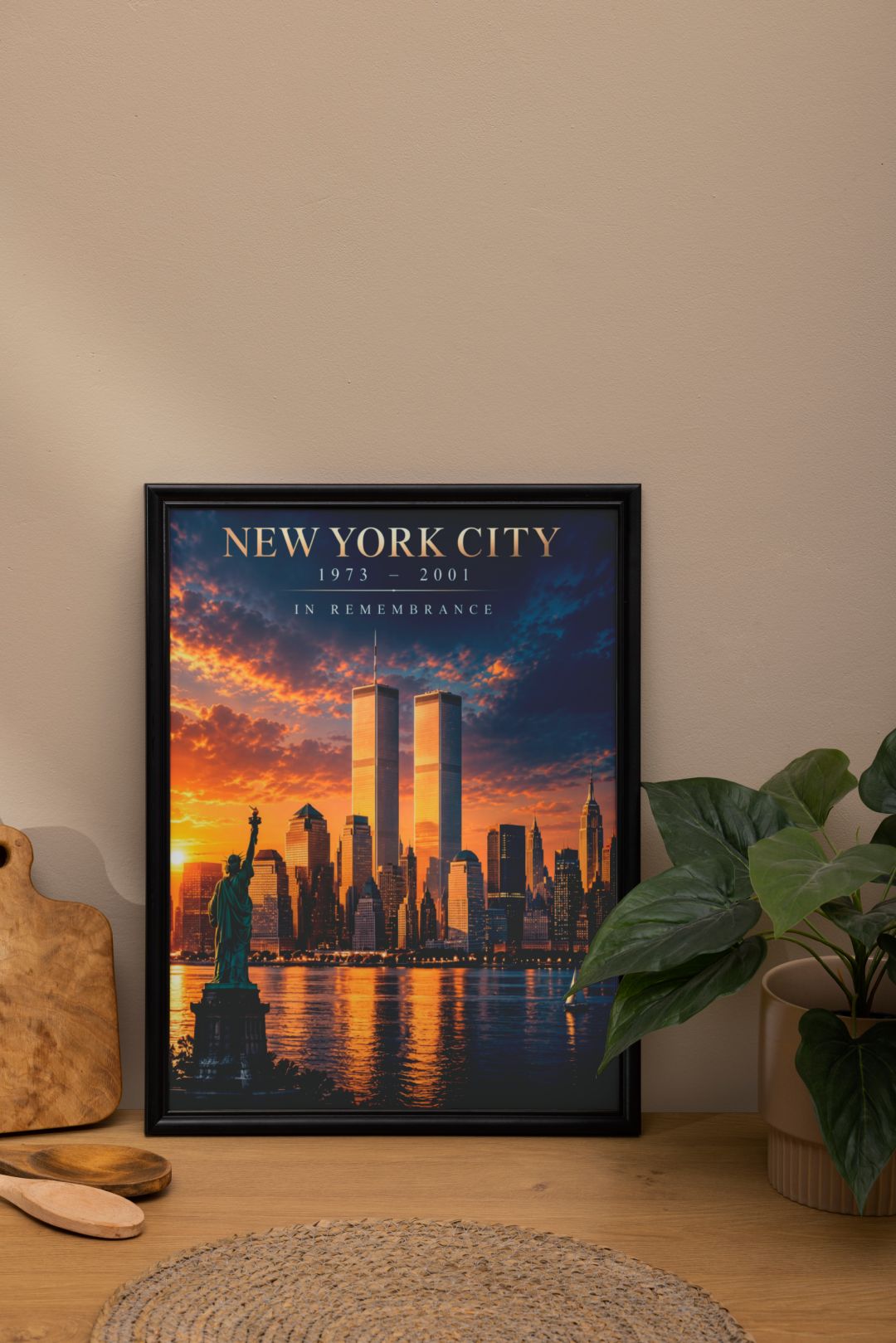 New York City Twin Towers Memorial Wall Art – 1973–2001 Remembrance Poster