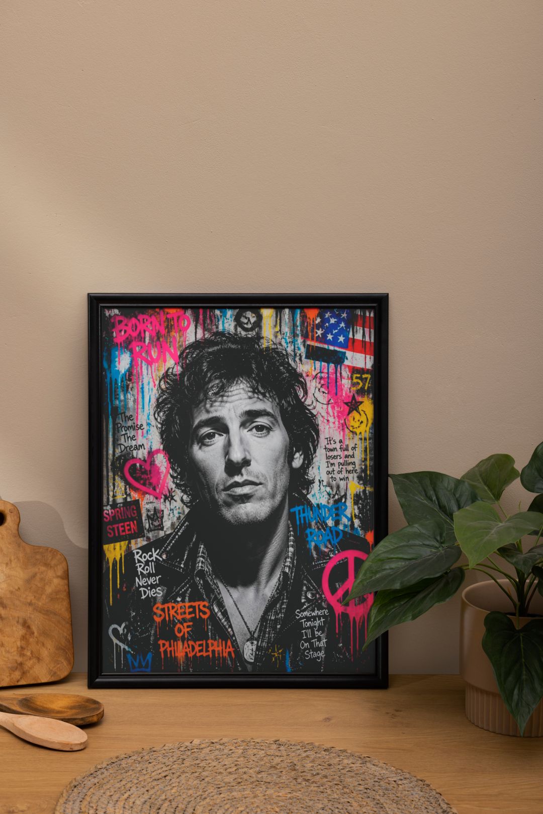 Bruce Springsteen Urban Wall Art - Colorful Graffiti Rock Music Portrait Poster