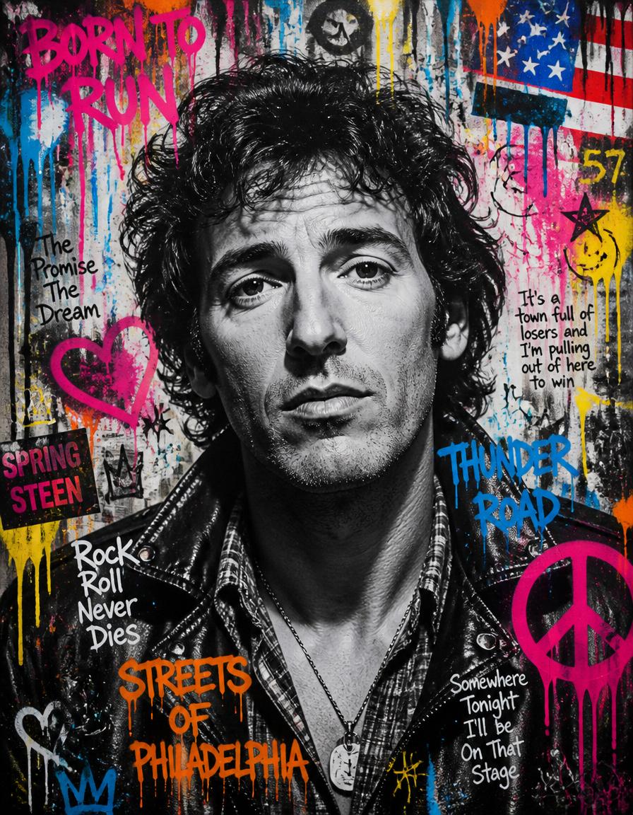 Bruce Springsteen Urban Wall Art - Colorful Graffiti Rock Music Portrait Poster