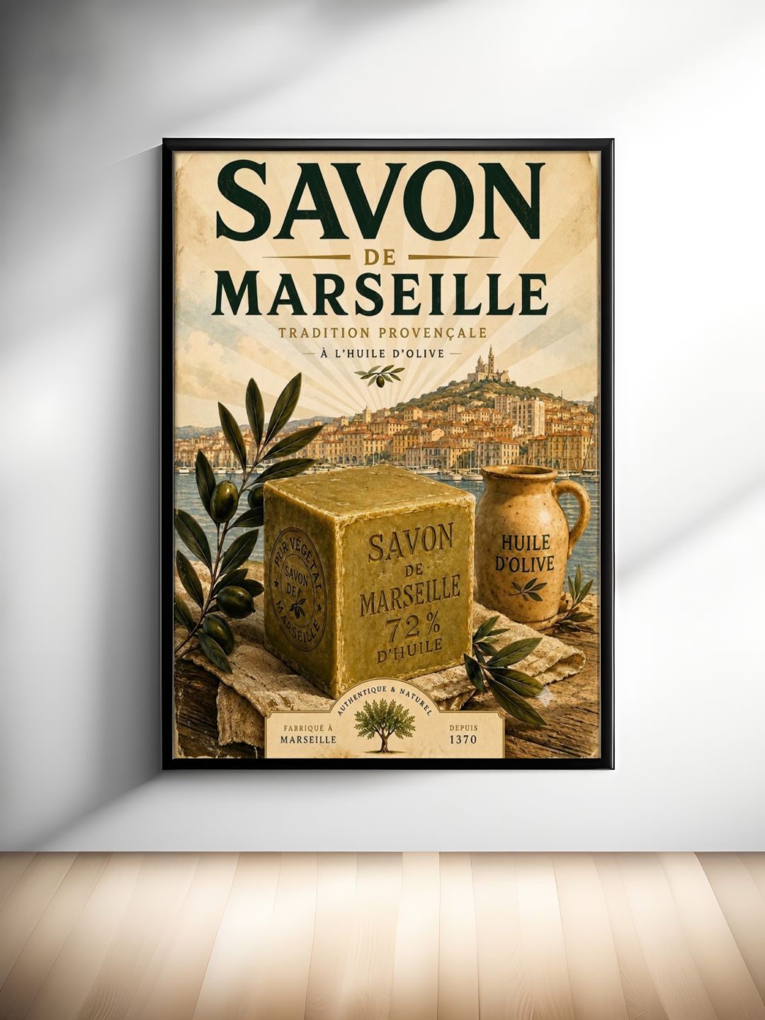Vintage Savon de Marseille Poster – Provence Olive Oil French Wall Art