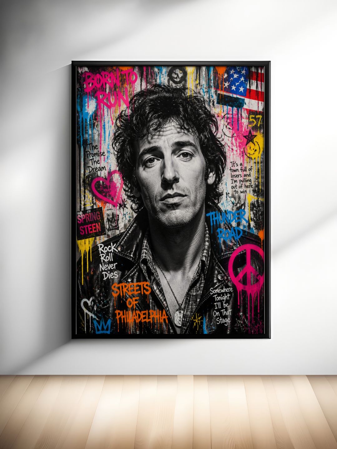Bruce Springsteen Urban Wall Art - Colorful Graffiti Rock Music Portrait Poster