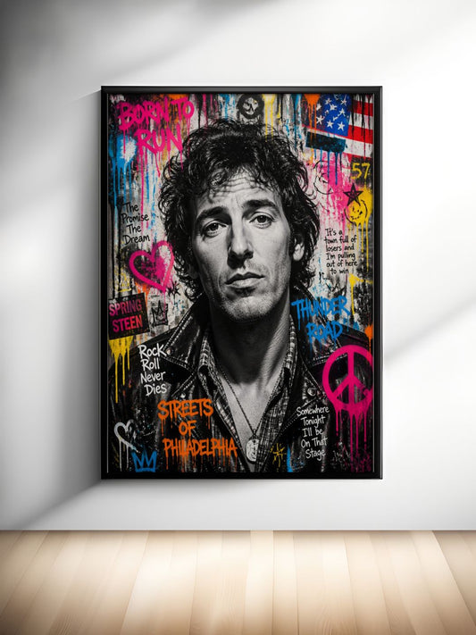 Bruce Springsteen Urban Wall Art - Colorful Graffiti Rock Music Portrait Poster