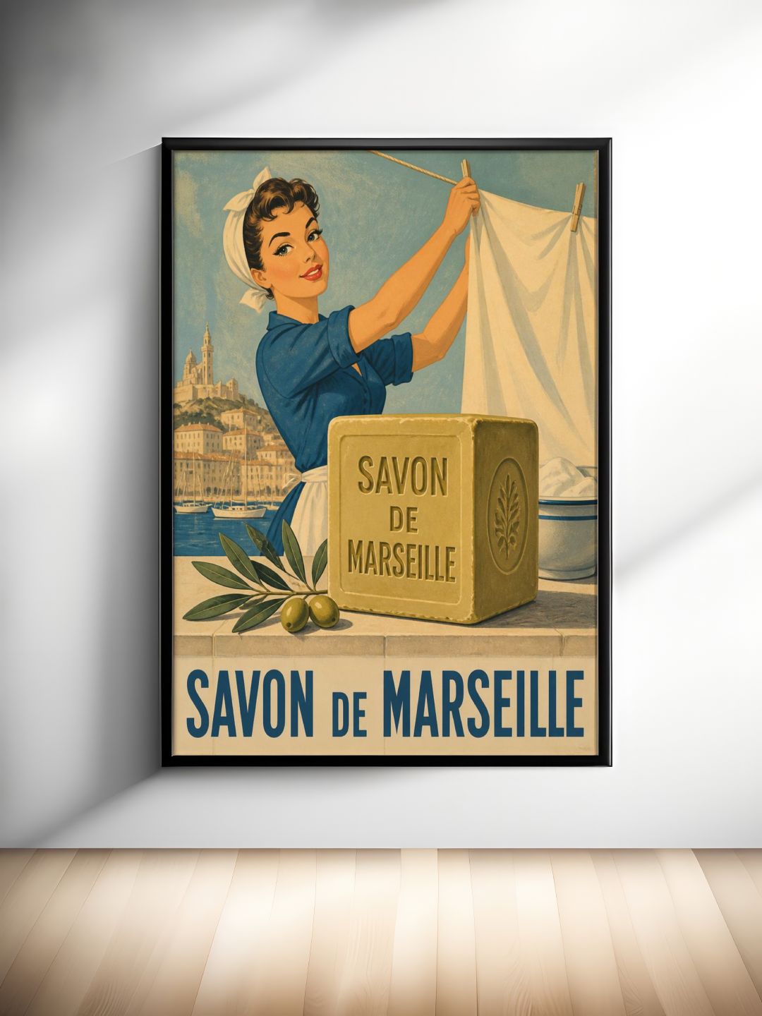 Vintage Savon de Marseille Wall Art – French Riviera Retro Laundry Poster