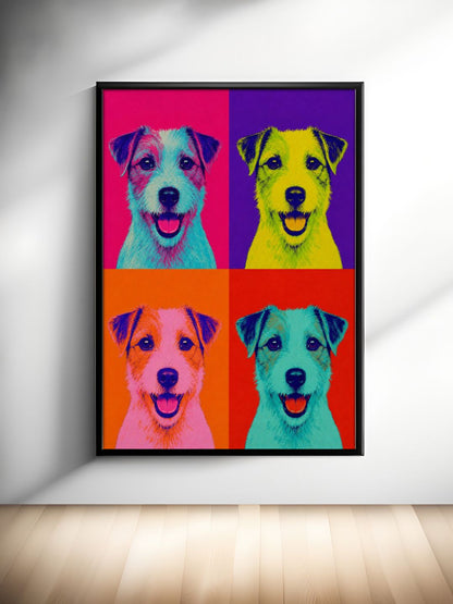 Pop Art Dog Wall Art - Colorful Jack Russell Portrait - Bold Retro Pet Poster