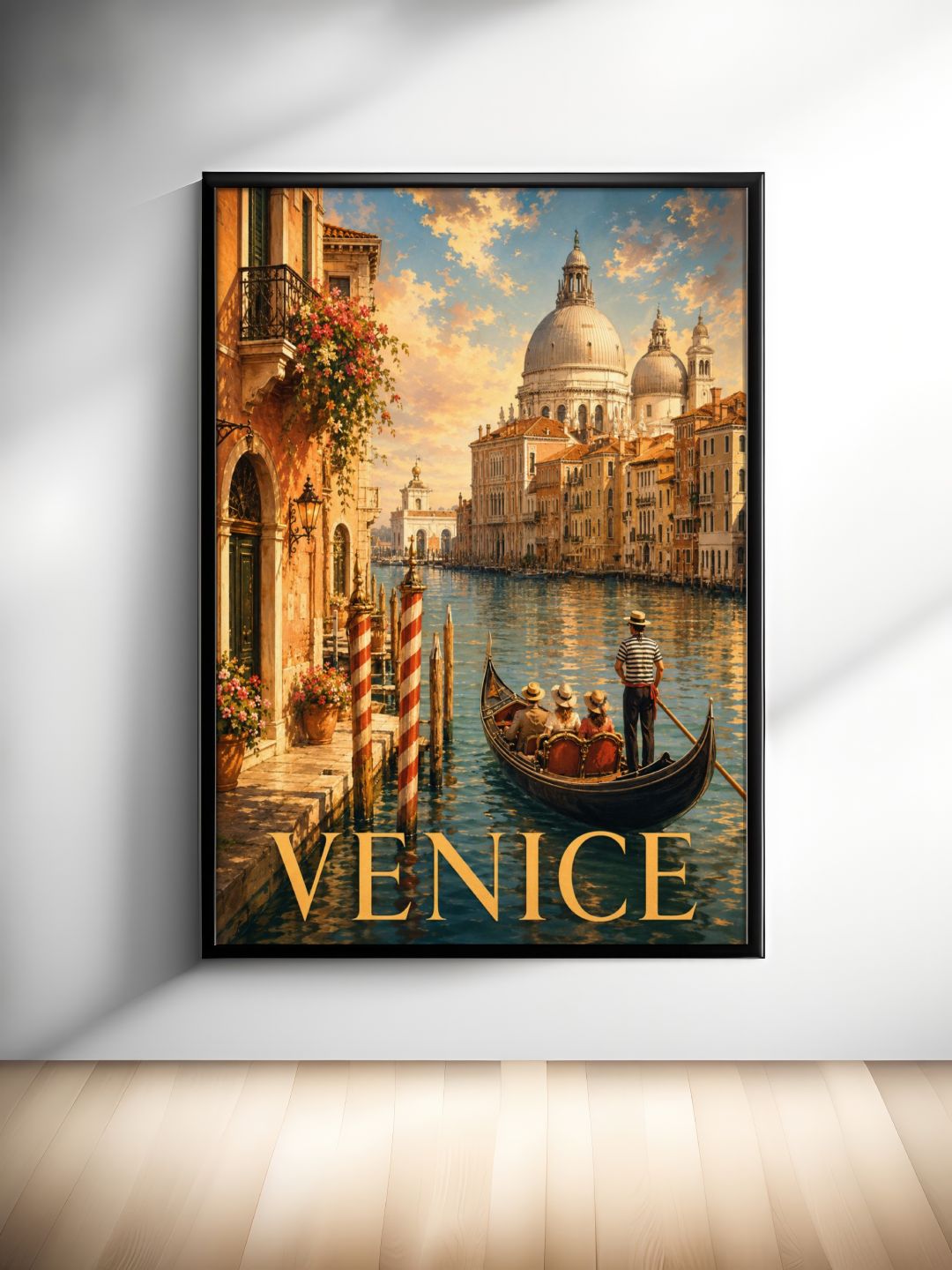 Venice Italy Travel Poster - Grand Canal Gondola Vintage Italian Wall Art