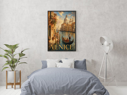 Venice Italy Travel Poster - Grand Canal Gondola Vintage Italian Wall Art