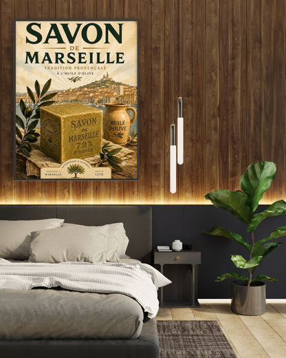 Vintage Savon de Marseille Poster – Provence Olive Oil French Wall Art