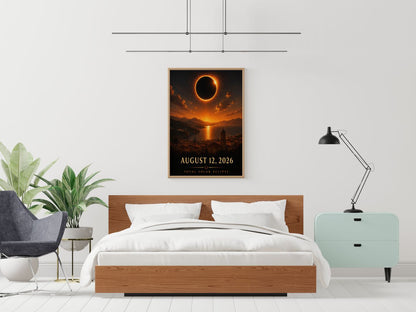 Total Solar Eclipse 2026 Wall Art - August 12 Eclipse Poster - Celestial Decor