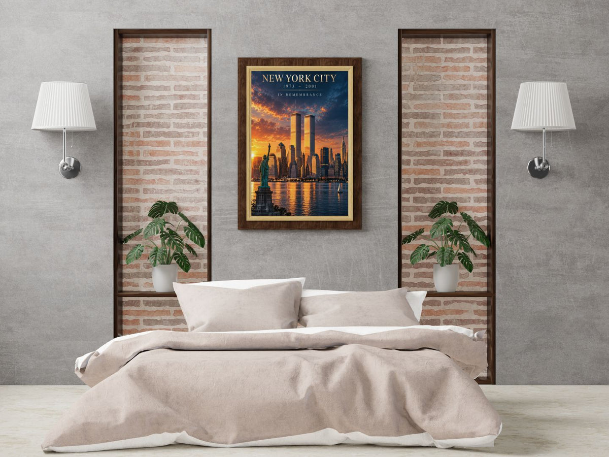 New York City Twin Towers Memorial Wall Art – 1973–2001 Remembrance Poster