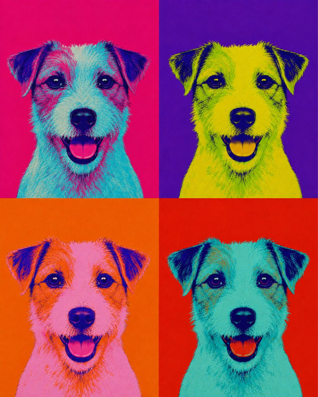 Pop Art Dog Wall Art - Colorful Jack Russell Portrait - Bold Retro Pet Poster