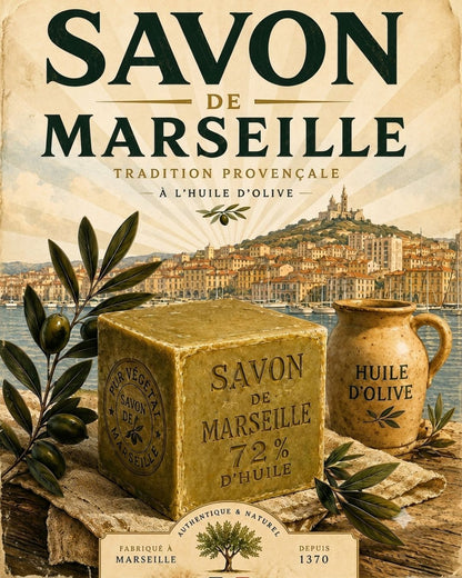 Vintage Savon de Marseille Poster – Provence Olive Oil French Wall Art
