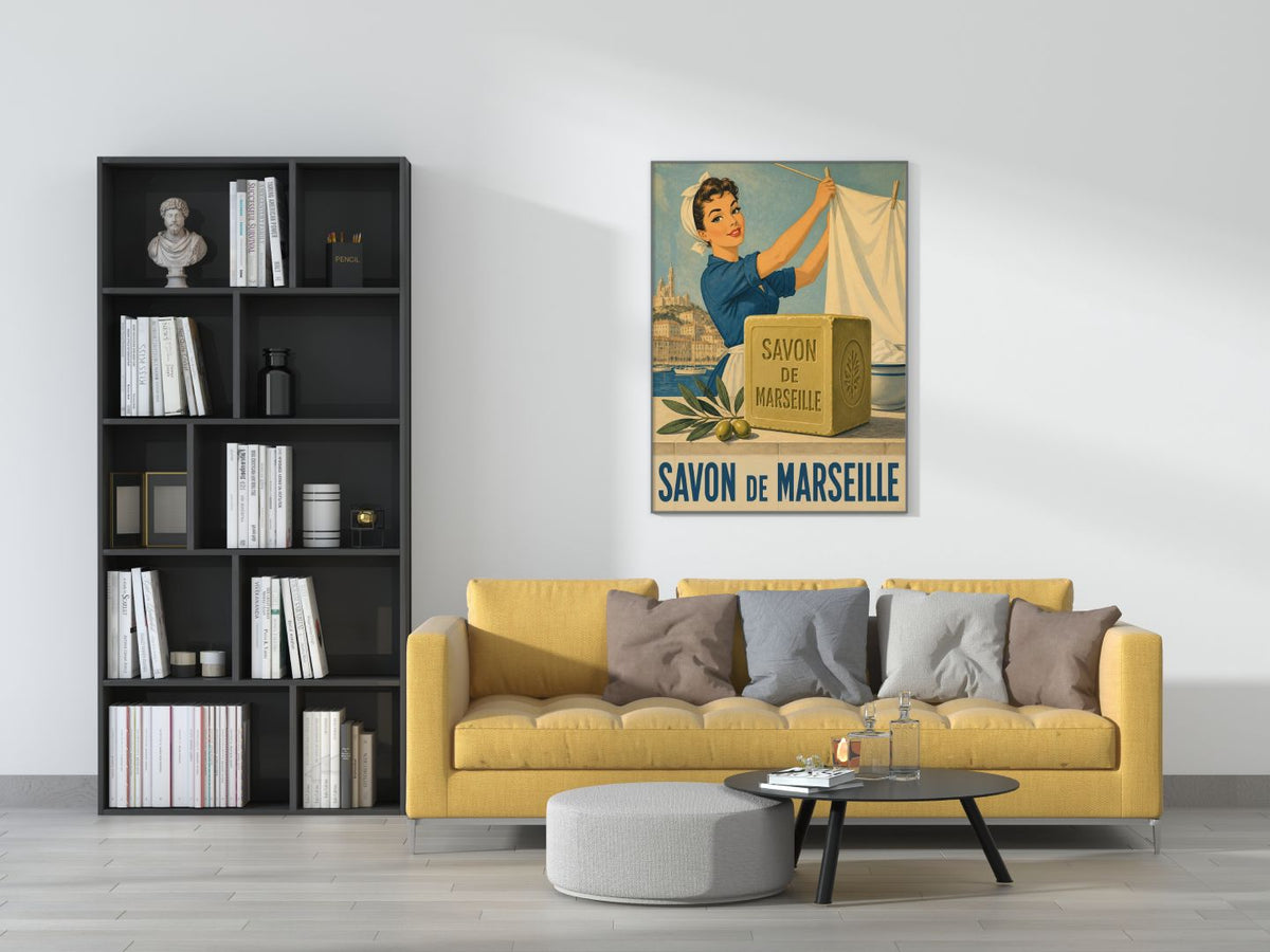 Vintage Savon de Marseille Wall Art – French Riviera Retro Laundry Poster