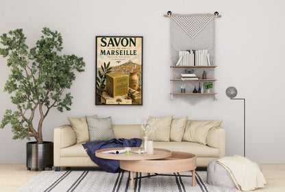Vintage Savon de Marseille Poster – Provence Olive Oil French Wall Art