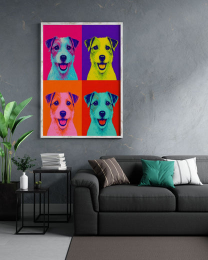 Pop Art Dog Wall Art - Colorful Jack Russell Portrait - Bold Retro Pet Poster