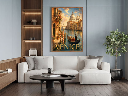 Venice Italy Travel Poster - Grand Canal Gondola Vintage Italian Wall Art