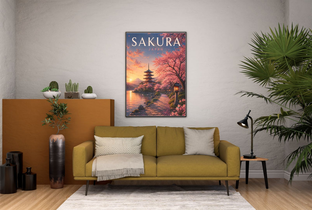 Sakura Japan Wall Art – Mount Fuji Cherry Blossom Japanese Travel Poster