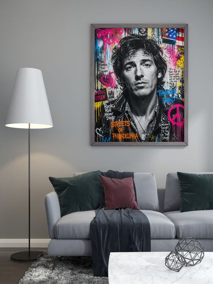 Bruce Springsteen Urban Wall Art - Colorful Graffiti Rock Music Portrait Poster