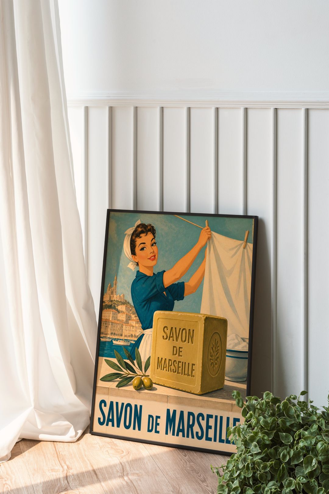 Vintage Savon de Marseille Wall Art – French Riviera Retro Laundry Poster