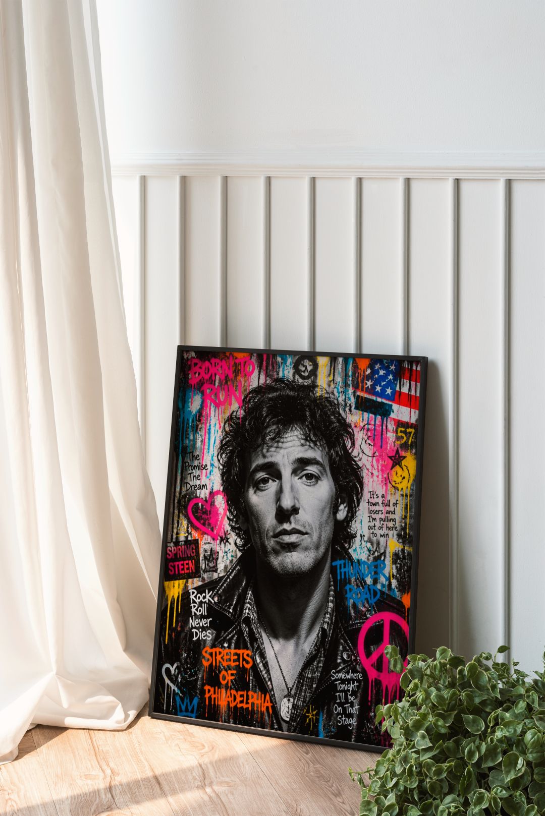 Bruce Springsteen Urban Wall Art - Colorful Graffiti Rock Music Portrait Poster