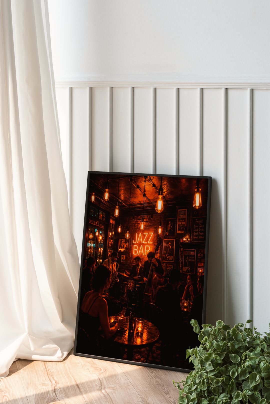 Vintage Jazz Bar Wall Art – Moody Live Music Lounge & Neon Night Poster