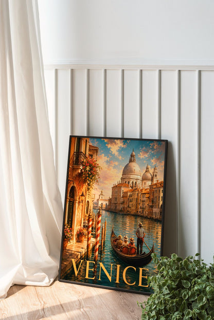 Venice Italy Travel Poster - Grand Canal Gondola Vintage Italian Wall Art