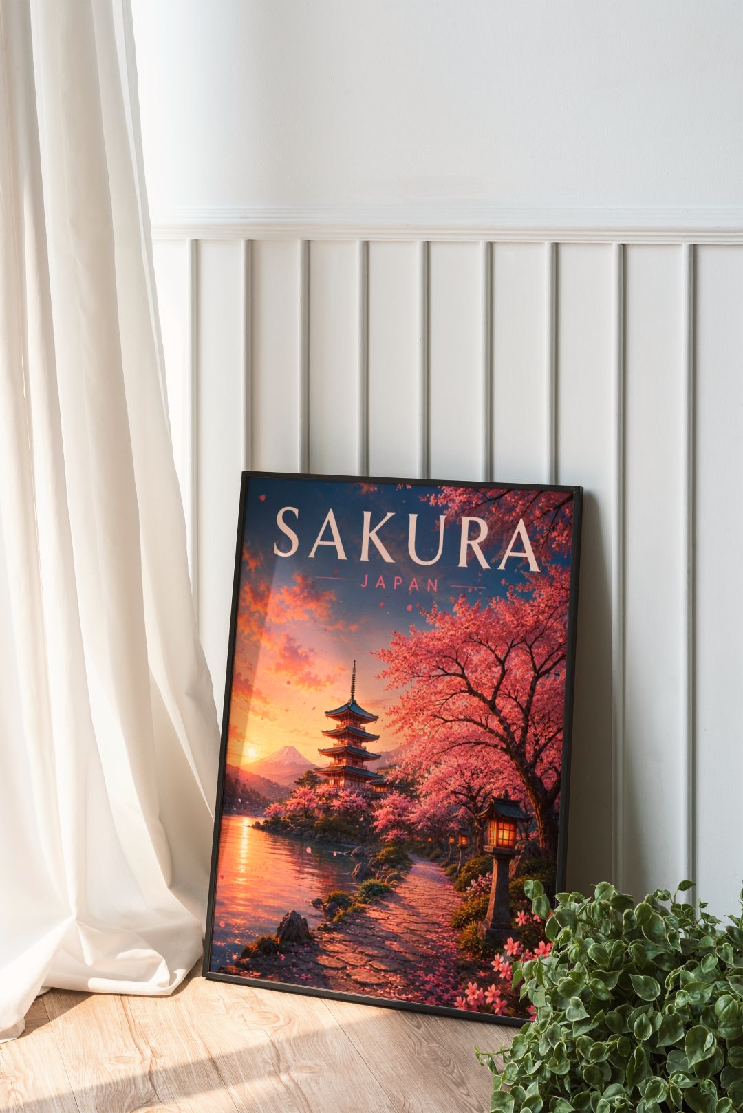 Sakura Japan Wall Art – Mount Fuji Cherry Blossom Japanese Travel Poster