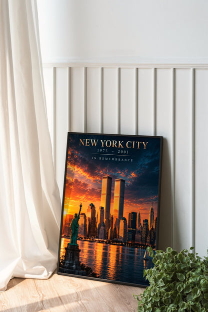 New York City Twin Towers Memorial Wall Art – 1973–2001 Remembrance Poster