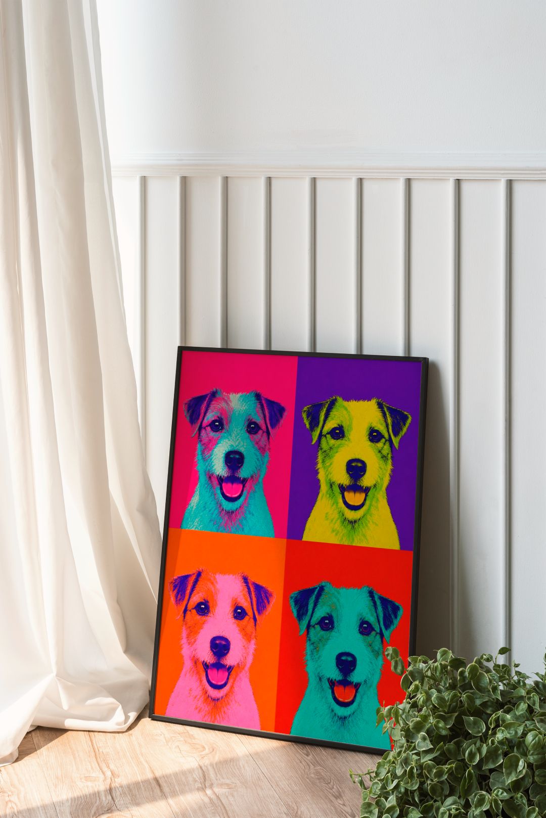 Pop Art Dog Wall Art - Colorful Jack Russell Portrait - Bold Retro Pet Poster